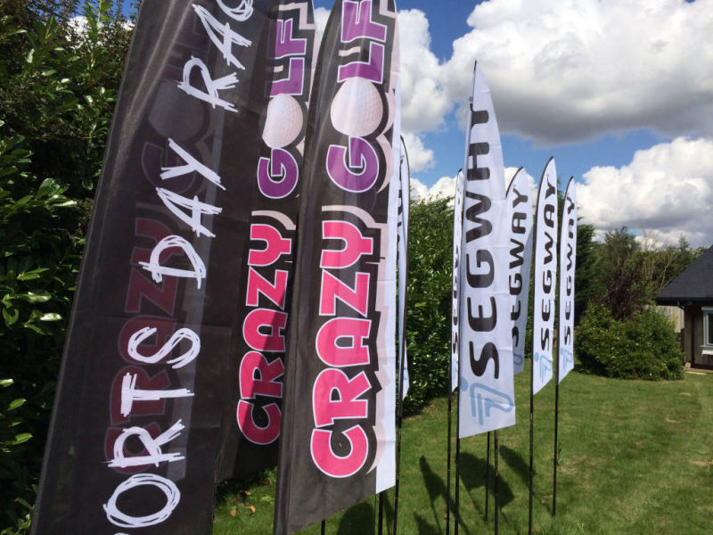 Small and large feather flags printed