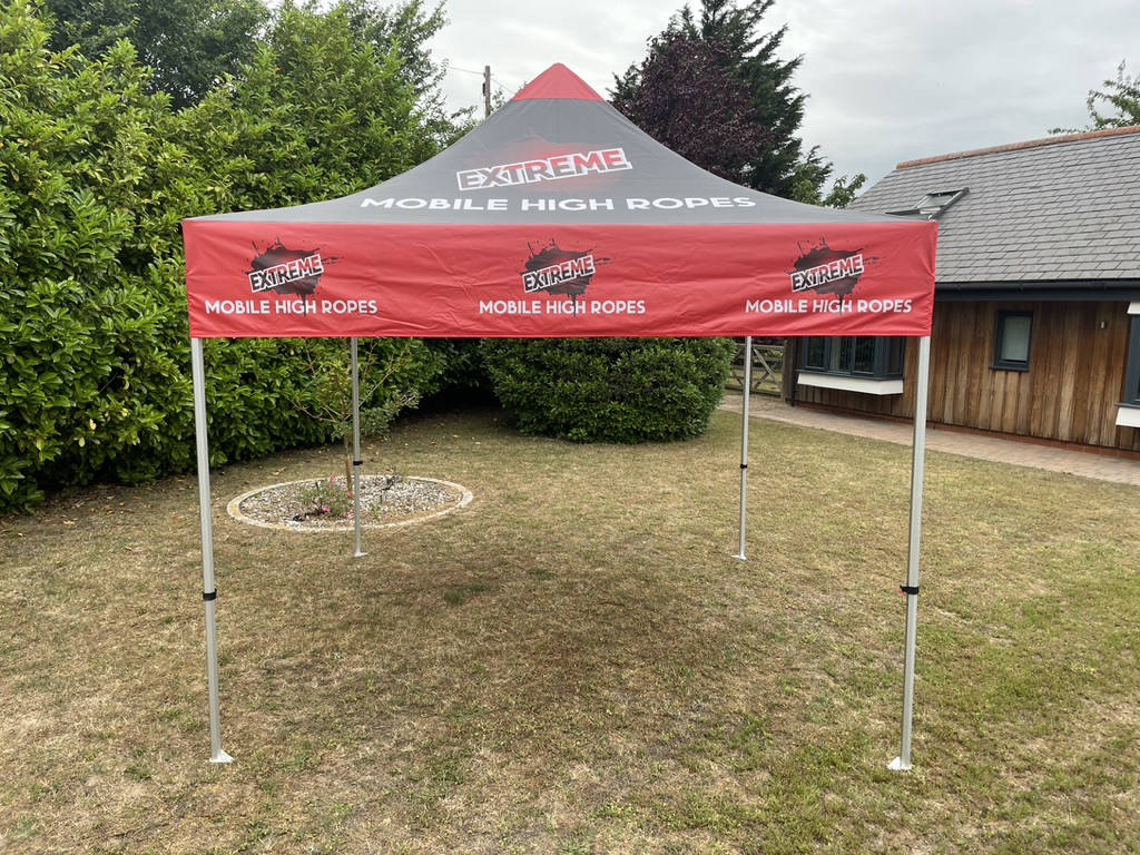 Pop up marquees with fully branded print