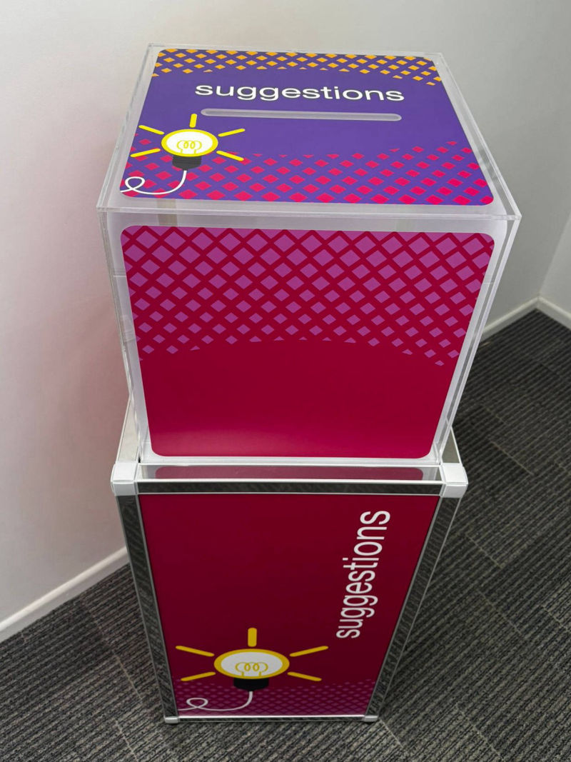 Acrylic suggestion boxes