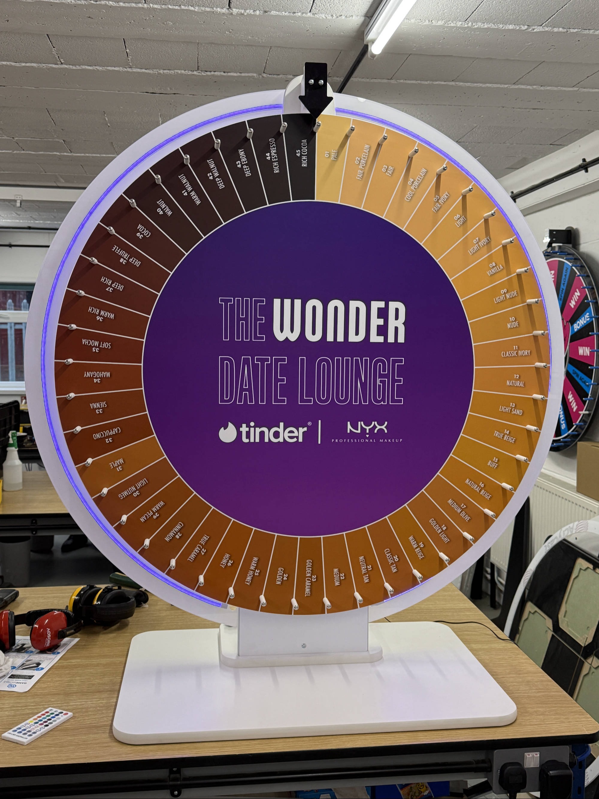 Table top spinning wheel produced for tinder